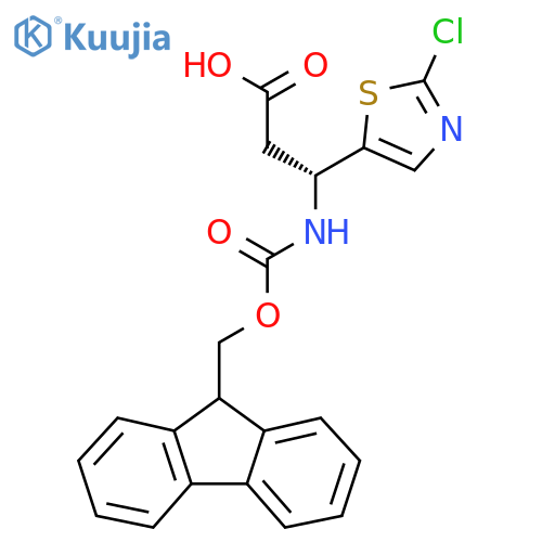 (3R)-3-(2-chloro-1,3-thiazol-5-yl)-3-({(9H-fluoren-9-yl)methoxycarbonyl}amino)propanoic acid structure