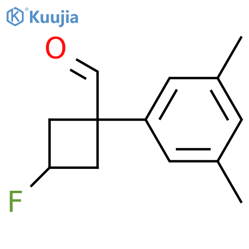 (1r,3r)-1-(3,5-dimethylphenyl)-3-fluorocyclobutane-1-carbaldehyde structure