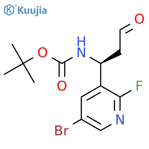 tert-butyl N-(1S)-1-(5-bromo-2-fluoropyridin-3-yl)-3-oxopropylcarbamate structure