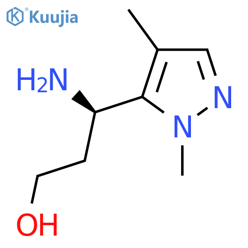 (3R)-3-amino-3-(1,4-dimethyl-1H-pyrazol-5-yl)propan-1-ol structure