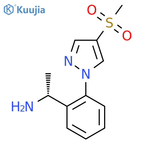 (1R)-1-2-(4-methanesulfonyl-1H-pyrazol-1-yl)phenylethan-1-amine structure