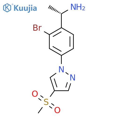 (1S)-1-2-bromo-4-(4-methanesulfonyl-1H-pyrazol-1-yl)phenylethan-1-amine structure