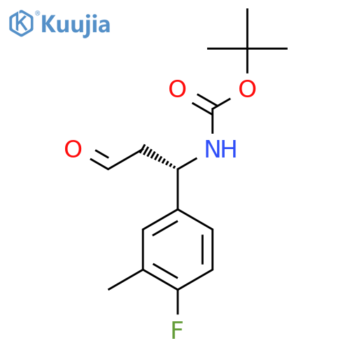 tert-butyl N-(1S)-1-(4-fluoro-3-methylphenyl)-3-oxopropylcarbamate structure