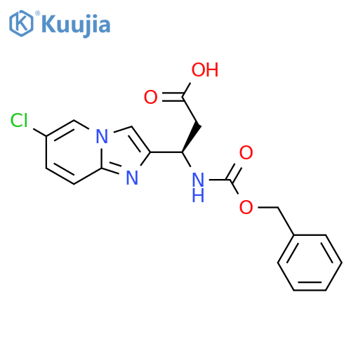 (3R)-3-{(benzyloxy)carbonylamino}-3-{6-chloroimidazo1,2-apyridin-2-yl}propanoic acid structure