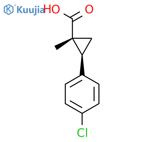 (1R,2S)-2-(4-chlorophenyl)-1-methylcyclopropane-1-carboxylic acid structure