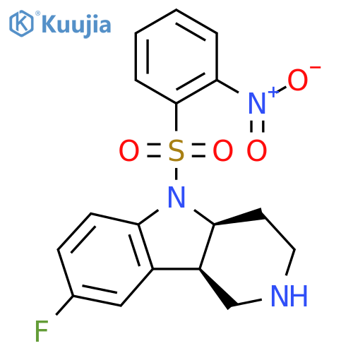(4aS,9bR)-8-fluoro-5-(2-nitrobenzenesulfonyl)-1H,2H,3H,4H,4aH,5H,9bH-pyrido[4,3-b]indole structure