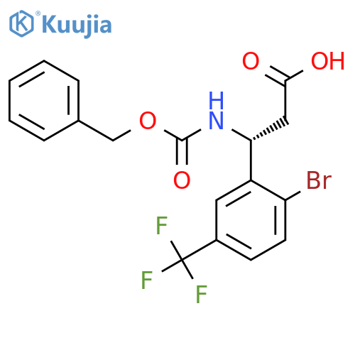 (3R)-3-{(benzyloxy)carbonylamino}-3-2-bromo-5-(trifluoromethyl)phenylpropanoic acid structure