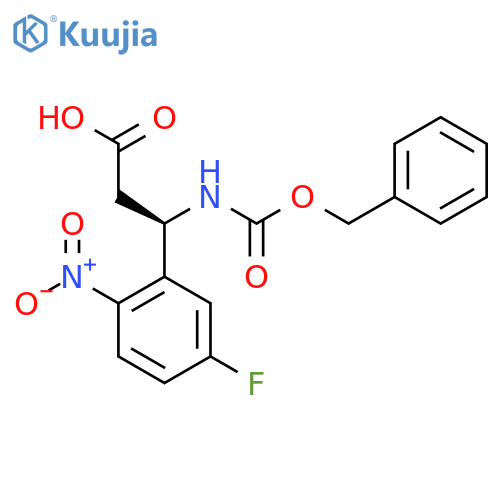 (3R)-3-{(benzyloxy)carbonylamino}-3-(5-fluoro-2-nitrophenyl)propanoic acid structure