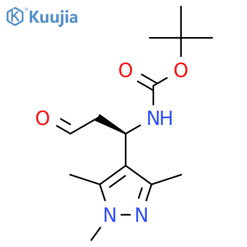 tert-butyl N-(1R)-3-oxo-1-(trimethyl-1H-pyrazol-4-yl)propylcarbamate structure
