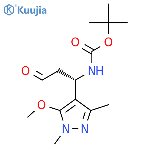 tert-butyl N-(1S)-1-(5-methoxy-1,3-dimethyl-1H-pyrazol-4-yl)-3-oxopropylcarbamate structure