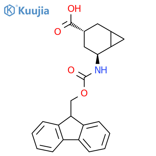 rac-(3R,5S)-5-({(9H-fluoren-9-yl)methoxycarbonyl}amino)bicyclo4.1.0heptane-3-carboxylic acid structure