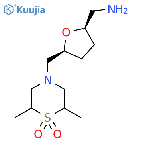 rac-4-{[(2R,5S)-5-(aminomethyl)oxolan-2-yl]methyl}-2,6-dimethyl-1lambda6-thiomorpholine-1,1-dione structure