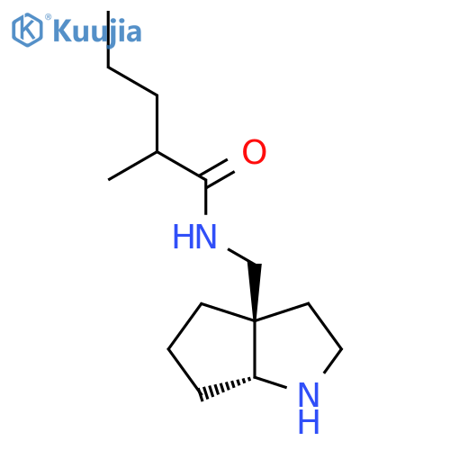 rac-N-{[(3aR,6aR)-octahydrocyclopenta[b]pyrrol-3a-yl]methyl}-2-methylpentanamide structure
