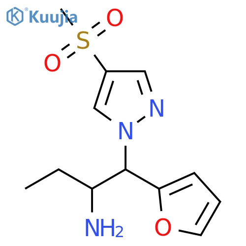 1-(furan-2-yl)-1-(4-methanesulfonyl-1H-pyrazol-1-yl)butan-2-amine structure