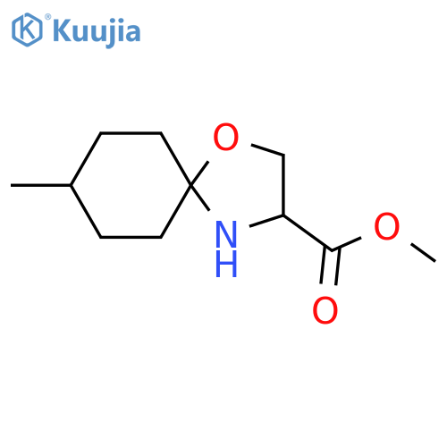 1-Oxa-4-azaspiro[4.5]decane-3-carboxylic acid, 8-methyl-, methyl ester structure