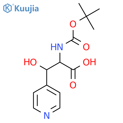 2-{(tert-butoxy)carbonylamino}-3-hydroxy-3-(pyridin-4-yl)propanoic acid structure