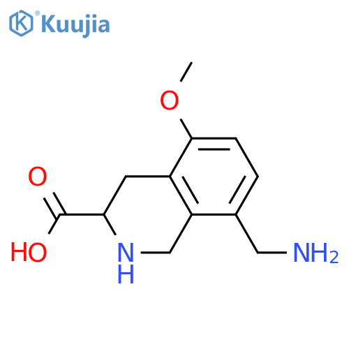 8-(aminomethyl)-5-methoxy-1,2,3,4-tetrahydroisoquinoline-3-carboxylic acid structure