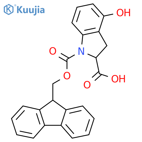 1-{[(9H-fluoren-9-yl)methoxy]carbonyl}-4-hydroxy-2,3-dihydro-1H-indole-2-carboxylic acid structure