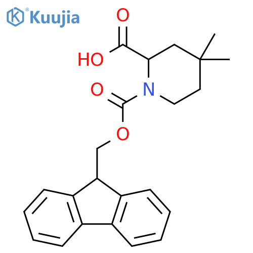 1-{[(9H-fluoren-9-yl)methoxy]carbonyl}-4,4-dimethylpiperidine-2-carboxylic acid structure