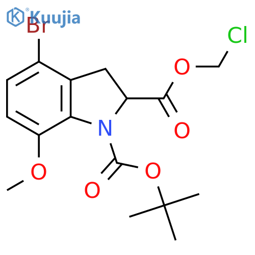 1-tert-butyl 2-chloromethyl 4-bromo-7-methoxy-2,3-dihydro-1H-indole-1,2-dicarboxylate structure