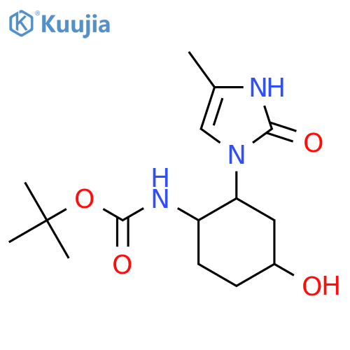 tert-butyl N-[4-hydroxy-2-(2-hydroxy-4-methyl-1H-imidazol-1-yl)cyclohexyl]carbamate structure
