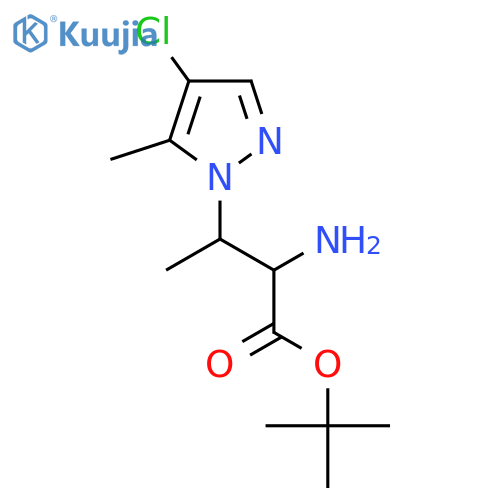 tert-butyl 2-amino-3-(4-chloro-5-methyl-1H-pyrazol-1-yl)butanoate structure