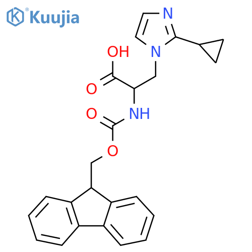 3-(2-cyclopropyl-1H-imidazol-1-yl)-2-({(9H-fluoren-9-yl)methoxycarbonyl}amino)propanoic acid structure