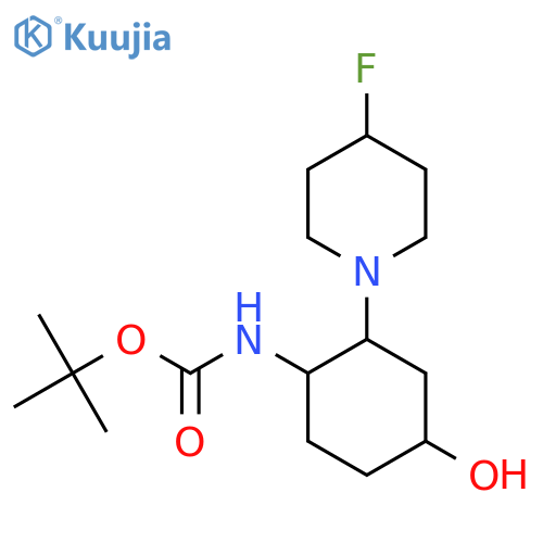 tert-butyl N-[2-(4-fluoropiperidin-1-yl)-4-hydroxycyclohexyl]carbamate structure