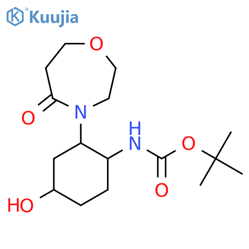 tert-butyl N-[4-hydroxy-2-(5-oxo-1,4-oxazepan-4-yl)cyclohexyl]carbamate structure