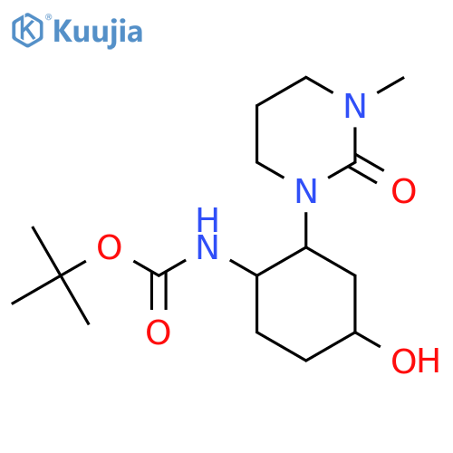 tert-butyl N-[4-hydroxy-2-(3-methyl-2-oxo-1,3-diazinan-1-yl)cyclohexyl]carbamate structure