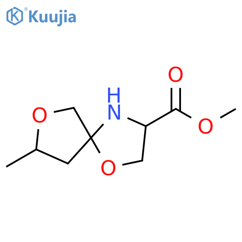 1,7-Dioxa-4-azaspiro[4.4]nonane-3-carboxylic acid, 8-methyl-, methyl ester structure