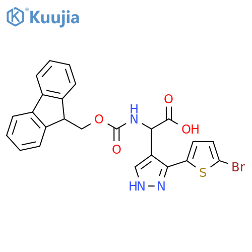1H-Pyrazole-4-acetic acid, 3-(5-bromo-2-thienyl)-α-[[(9H-fluoren-9-ylmethoxy)carbonyl]amino]- structure