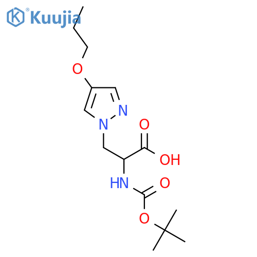 2-{(tert-butoxy)carbonylamino}-3-(4-propoxy-1H-pyrazol-1-yl)propanoic acid structure