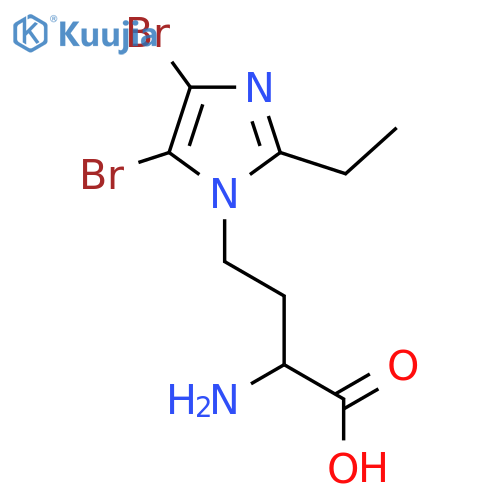 2-amino-4-(4,5-dibromo-2-ethyl-1H-imidazol-1-yl)butanoic acid structure