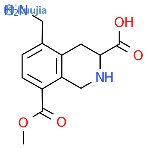 5-(aminomethyl)-8-(methoxycarbonyl)-1,2,3,4-tetrahydroisoquinoline-3-carboxylic acid structure