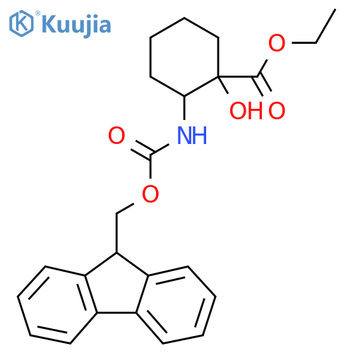 ethyl 2-({[(9H-fluoren-9-yl)methoxy]carbonyl}amino)-1-hydroxycyclohexane-1-carboxylate structure