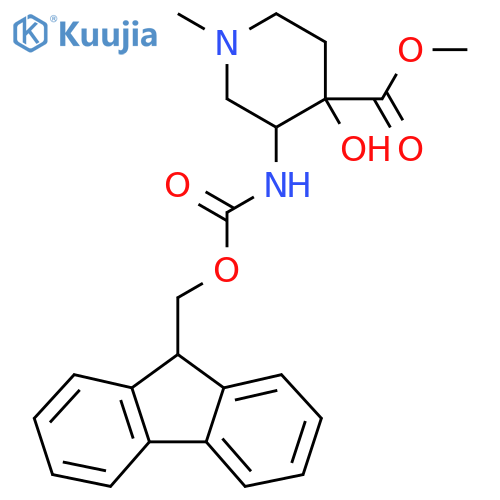 methyl 3-({[(9H-fluoren-9-yl)methoxy]carbonyl}amino)-4-hydroxy-1-methylpiperidine-4-carboxylate structure