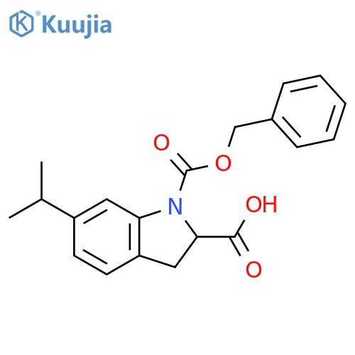 1H-Indole-1,2-dicarboxylic acid, 2,3-dihydro-6-(1-methylethyl)-, 1-(phenylmethyl) ester structure