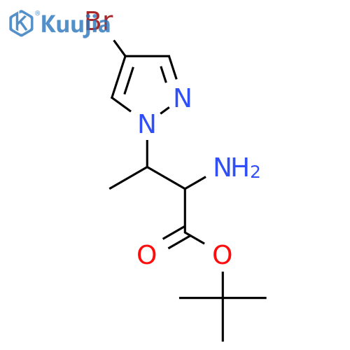 tert-butyl 2-amino-3-(4-bromo-1H-pyrazol-1-yl)butanoate structure