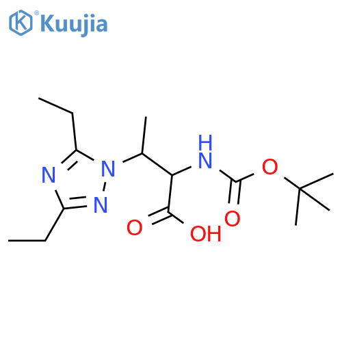 2-{(tert-butoxy)carbonylamino}-3-(diethyl-1H-1,2,4-triazol-1-yl)butanoic acid structure