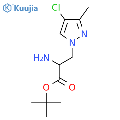 tert-butyl 2-amino-3-(4-chloro-3-methyl-1H-pyrazol-1-yl)propanoate structure
