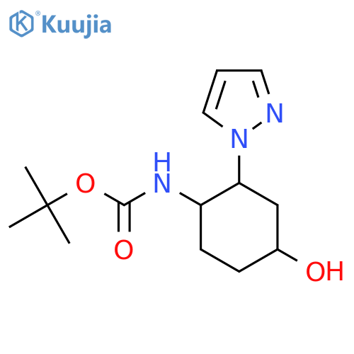 tert-butyl N-[4-hydroxy-2-(1H-pyrazol-1-yl)cyclohexyl]carbamate structure