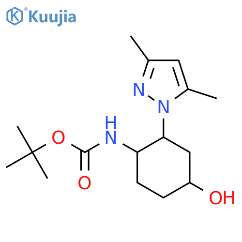 tert-butyl N-[2-(3,5-dimethyl-1H-pyrazol-1-yl)-4-hydroxycyclohexyl]carbamate structure
