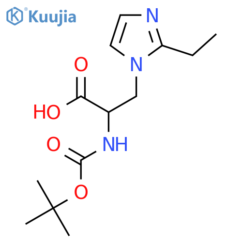 2-{(tert-butoxy)carbonylamino}-3-(2-ethyl-1H-imidazol-1-yl)propanoic acid structure