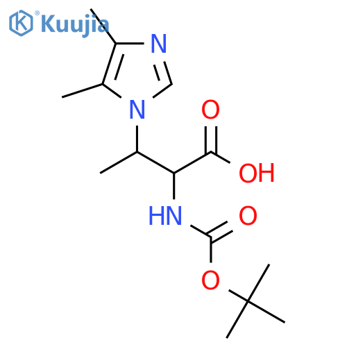 2-{(tert-butoxy)carbonylamino}-3-(4,5-dimethyl-1H-imidazol-1-yl)butanoic acid structure