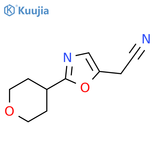 5-Oxazoleacetonitrile, 2-(tetrahydro-2H-pyran-4-yl)- structure