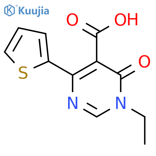 1-ethyl-6-oxo-4-(thiophen-2-yl)-1,6-dihydropyrimidine-5-carboxylic acid structure