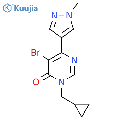 5-bromo-3-(cyclopropylmethyl)-6-(1-methyl-1H-pyrazol-4-yl)-3,4-dihydropyrimidin-4-one structure