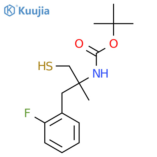 tert-butyl N-[1-(2-fluorophenyl)-2-methyl-3-sulfanylpropan-2-yl]carbamate structure