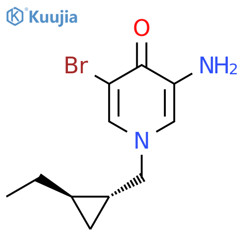 rac-3-amino-5-bromo-1-{(1R,2R)-2-ethylcyclopropylmethyl}-1,4-dihydropyridin-4-one structure